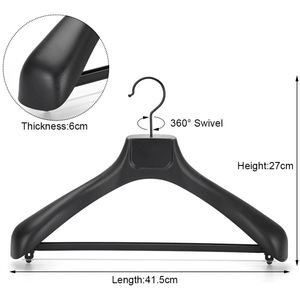 Cintre en plastique noir <span class=keywords><strong>LINDON</strong></span> sans bosse à épaules larges avec barre antidérapante pour pantalons – Vente en gros - Product Image 2