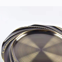 Assiettes de présentation de mariage rondes de 12 pouces en acier inoxydable, écologiques, avec motif spirale végétale en cuivre rose doré de luxe, de la marque Server Ware