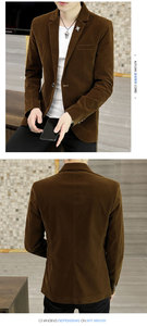 Nouveau <span class=keywords><strong>Costume</strong></span> <span class=keywords><strong>Velours</strong></span> M-3XL Version Coréenne pour Hommes, Veste Printemps-Automne Slim Fit Élégante en <span class=keywords><strong>Velours</strong></span> Décontractée - Product Image 4