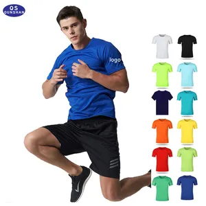 Özel süblimasyon logosu düz % 100% Polyester t shirt Gymwear toptan tasarım hızlı kuru Tee boş spor Unisex erkekler T Shirt