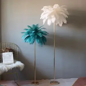 Современный Роскошный домашний декор Страусиная белая декоративная лампа с перьями для гостиной