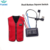 Interrupteur de contrôle à double bouton pour chauffage et vibration avec capteur de température NTC, alimentation USB pour gilet chauffant et veste chauffante