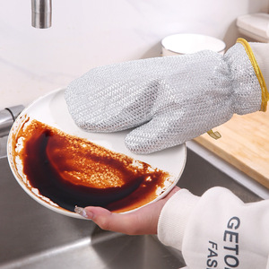 Gants de lavage de la vaisselle en fil d'argent épaissi, imperméables et isolants thermiquement pour le nettoyage de la cuisine - Product Image 2
