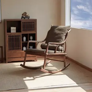Mecedora de madera de nogal negro de América del Norte de lujo ligero muebles de madera para el hogar