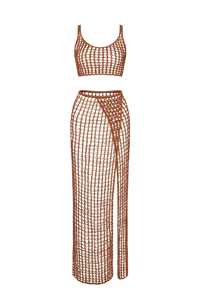 TW-Chemise courte en tricot à nombril exposé, <span class=keywords><strong>gilet</strong></span> sexy transparent, jupe longue de <span class=keywords><strong>plage</strong></span>, ensemble en tricot, couverture de bikini - Product Image 5