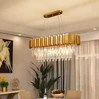 Éclairage moderne Lustre de luxe Intérieur Salon LED Cristal K9 Plafonnier Métal Rond Hôtel Verre Pendentif Lumières