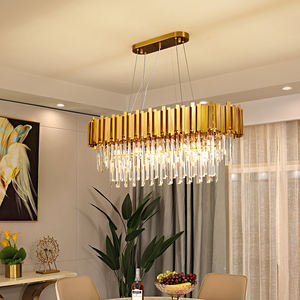 Éclairage moderne <span class=keywords><strong>Lustre</strong></span> de luxe Intérieur Salon LED Cristal K9 Plafonnier Métal Rond Hôtel Verre Pendentif Lumières - Product Image 6