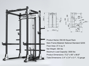 EM982B Home <strong>Gym</strong> Multi-Function Power Rack Smith <strong>Machine</strong> for Bodybuilding Durable Metal Material - Product Image 3