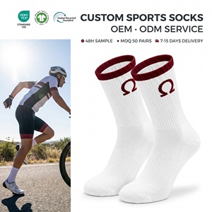 Chaussettes de sport respirantes et absorbantes avec logo personnalisé, faible MOQ, 82 % coton, sans couture, pour la randonnée, certifiées OEKO-TEX 100, MOQ 50 - Product Image 1