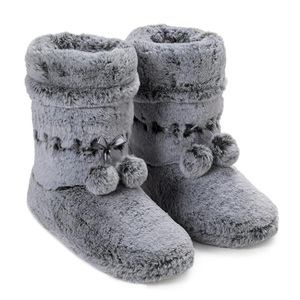 Scarpette da donna in pelliccia sintetica con pon-pon e nastro di raso sfocato Memory Foam stivaletti pantofole - Product Image 5