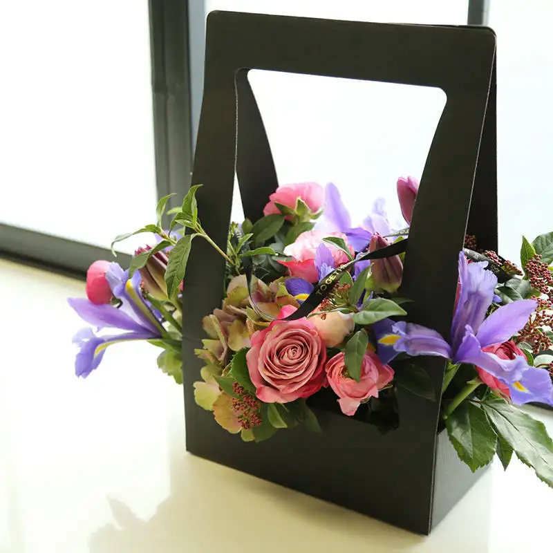 Foldable Boxes Flower Paper Bag Arrangements Waterproof Portable Paper Basket Flower Mud Fresh Flower Packaging Gift Box