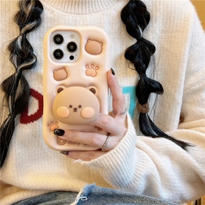 เคสโทรศัพท์ซิลิโคนนิ่มลายการ์ตูนอนิเมะหมี 3 มิติ น่ารัก พร้อมขาตั้ง สำหรับ iPhone 16 Pro Max 15 14 13 12 Pro เคสโทรศัพท์น่ารัก - Product Image 2
