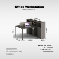 Poste de travail de bureau pour 2 personnes avec grand meuble de rangement et panneau d'intimité pour espace de travail des employés