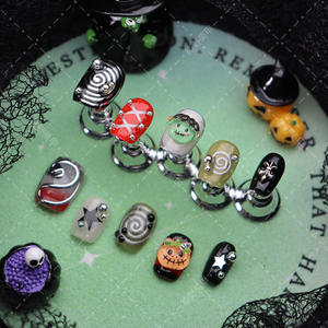 Nouveau à la mode Halloween 3D citrouille démon presse-sur <span class=keywords><strong>les</strong></span> ongles Cat Eye Design ABS matériel <span class=keywords><strong>pour</strong></span> <span class=keywords><strong>les</strong></span> fêtes - Product Image 5