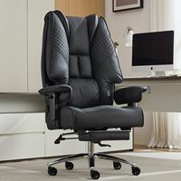 Chaise de bureau ergonomique à dossier haut en cuir PU pour bureau, chaise de direction avec repose-pieds et accoudoirs réglables