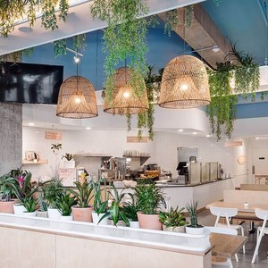 Lustre rustique en rotin, luminaire suspendu rond à LED E27 pour restaurant, salon de thé, hôtel, café, comptoir, bar - Product Image 1