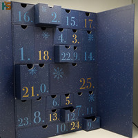 Boîte cadeau de luxe à double porte, personnalisée, vide, pour calendrier de l'avent de Noël avec 24 compartiments pour biscuits, finition mate et gaufrage