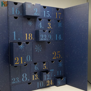 Caja de Regalo de Lujo con Doble Puerta, Calendario de Adviento de Galletas Navideñas Personalizado de 24 Días, Caja de Embalaje Vacía con Laminado Mate y Grabado en Relieve - Product Image 3