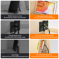 360 °   Support de téléphone et tablette rotatif 5-17,3 pouces en alliage d'aluminium, pliable à double axe, pour bureau et conférence, vente en gros OEM
