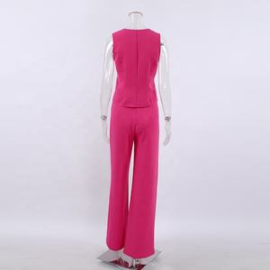 7050-SKAZI-Conjunto de Dos Piezas de Moda para Mujer, Chaleco Elegante sin Mangas con Botones y Pantalones Largos Casuales - Product Image 3