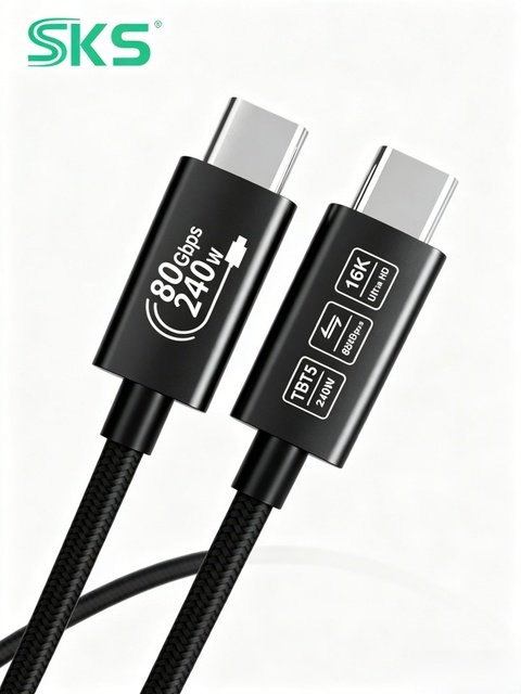 80Gbps 240W 16K Ultra HD USB4 Nylon Braided Type-C to Type-C Fast Charging Cable E-Marker TBT5 Interface for IOS 1m 2m