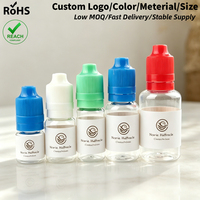 Bouteilles compte-gouttes vides rondes en PET/PE de 5 ml, 10 ml, 15 ml pour jus, cosmétiques, liquides et huiles, avec bouchon inviolable et bec verseur