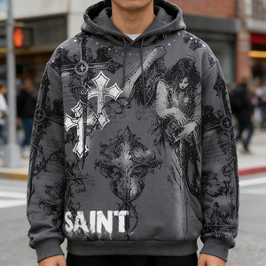 Felpa da <span class=keywords><strong>uomo</strong></span> Vintage stile Street autunno <span class=keywords><strong>taglie</strong></span> forti 100% tessuto pesante in puro cotone lavato con abiti artigianali Hip-Hop - Product Image 3