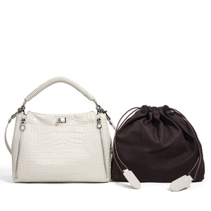 Sacs à main en cuir pleine fleur gaufré crocodile, sacs à bandoulière en cuir véritable pour femmes, sac polyvalent à porter en travers du corps avec poignée tressée - Product Image 2