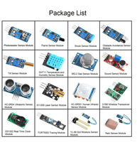 Kit de capteurs 45 en 1 pour débutants, joystick rvb DS18B20 capteur de détection sonore, évitement d'obstacles, buzzer pour ARDINO