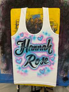 Débardeur OEM ODM Airbrush style été, motif néon '<span class=keywords><strong>Name</strong></span>' années <span class=keywords><strong>90</strong></span>, design 'freaknik' peint à l'aérographe pour la plage - Product Image 4