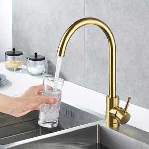 Wholesale Modern Stainless Steel Single Handle Kitchen Sink Faucets Customizable Hot Cold Water Mixer Taps Gold Processing - Product Image 1