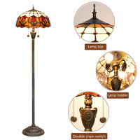 Lampadaire LED traditionnel européen de 16 pouces en verre teinté style rose