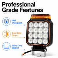 مصباح عمل LED للطرق الوعرة بـ 16 رقاقة، مربع الشكل 4 بوصات، 23 واط، إضاءة متعددة الوظائف مع ضوء تحذير وامض علوي للشاحنات