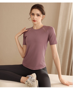 Women Mesh Panel <b>Raglan</b> Short Sleeve Yoga T Shirt Quick Dry Back Mesh Plus Size Athletic Tee Soft Stretch Running Workout Shirt - Product Image 5
