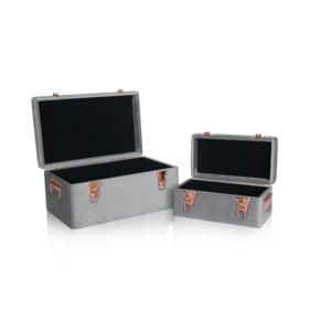 Muebles para el hogar de tela de terciopelo tronco de almacenamiento con accesorios de oro rosa set de 2 - Product Image 5