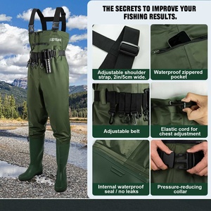Leichte PVC-Anglerwathosen aus 70D Nylon, atmungsaktiver Brustwathosenanzug für Jagd und Landwirtschaft, mit individuellem Logo - Product Image 3