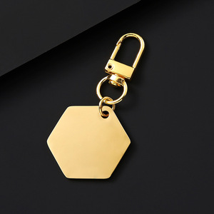 Llavero Hexagonal de Acero Inoxidable Personalizado, Colgante con Forma de Dije en Blanco, Grabado con Logotipo Personalizado, Mosquetón - Product Image 5