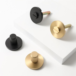 Manija de <span class=keywords><strong>Puerta</strong></span> Corredera de Cobre Puro para Apertura de Emergencia con Cerradura, <span class=keywords><strong>Dorado</strong></span>/Negro, Moleteada, Herraje Premium para Interiores de Baño - Product Image 3