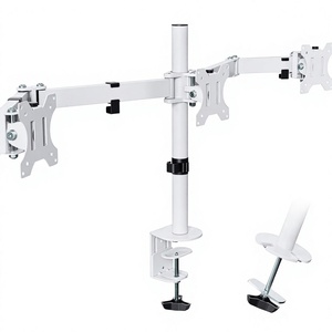 <span class=keywords><strong>PUTORSEN</strong></span> ขาตั้งจอแบบตั้งโต๊ะ 3 จอสำหรับทีวี LCD/LED ขนาด 24 นิ้ว โลหะผสมเหล็ก 7 กก./จอภาพ รับน้ำหนัก 90 องศา ปรับเอียงได้ 360 องศา หมุนได้ ปรับความสูงได้ สีขาว - Product Image 4