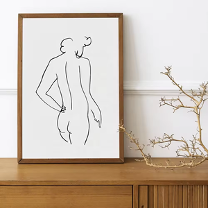 خط أسود بسيط تجريدي مؤطر لوحات زخرفية للجدران طباعة قماش موضوع صورة - Product Image 3