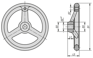 Volante con Llave de Acero Inoxidable Resistente a la Corrosión K1208 KIPP DIN950, Diámetro Interior de 125 mm con Ranura de 13,8 mm - Product Image 6