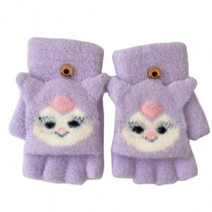 Guantes Infantiles de Dibujos Animados, Cálidos, Protección contra el Frío, Gruesos, para Guardería, Bebés, Medios Dedos Descubiertos - Product Image 5