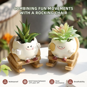 Lot de 4 pots de fleurs de 3 pouces en résine, motif personnage de dessin animé mignon, en forme de chaise longue/balançoire, <span class=keywords><strong>pour</strong></span> plantes succulentes, ornement de bureau, <span class=keywords><strong>pour</strong></span> la maison, le jardin, <span class=keywords><strong>cadeau</strong></span> - Product Image 4
