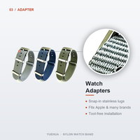 Bracelet de montre réglable en nylon 20mm 22mm, robuste, tressé, gris, bleu marine, vert, en acier inoxydable, à libération rapide, pour l'extérieur