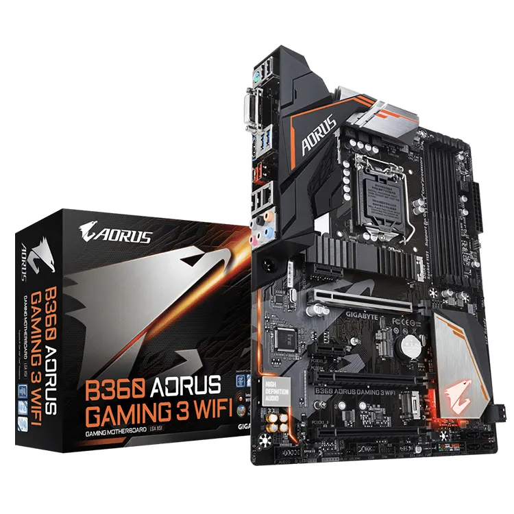 Игровая Материнская плата GIGABYTE B360 AORUS GAMING 3 Wi-Fi с чипсетом Intel B360 LGA 1151 Socket поддерживает 8-й процессор 9-го ядра