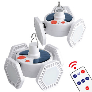 Portable Solar Rechargeable LED Camping <b>Light</b> With Remote Control For Outdoor Night Market Use - Product Image 1