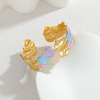 Bracelet manchette géométrique pour femme, plaqué or 18 carats, acier inoxydable, émail irrégulier, bague de bras, bijoux de luxe léger et tendance