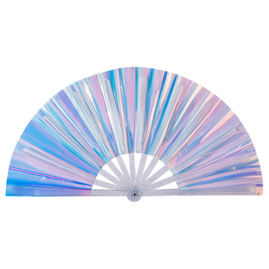 Éventail pliant en plastique personnalisé pour mariage et fête, en <span class=keywords><strong>film</strong></span> PVC laser disco - Product Image 5