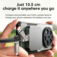 Câble de charge rapide portable 240W 4 en 1 avec porte-clés, type C, alliage d'aluminium, chargeur portable multifonction