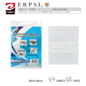 Sac auto-scellant en plastique PE Mnj 300x400mm avec bande d'écriture pour le stockage alimentaire, lot de 5, modèle 15709 - Product Image 1